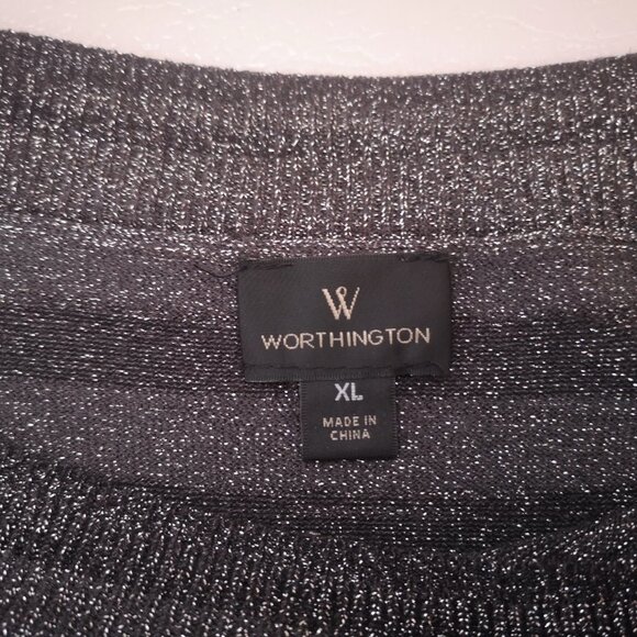 Worthington Ladies 3/4 Length Sleeves Shimmery Lightweight Tunic Sweater - Picture 3 of 8